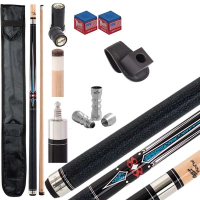 Stecca biliardo pool-(carambola 15 palle) Fury Pool Cues  AG A124  Pro. Stecca smontabile 2pz. calcio e punta, cm.147. Punta in acero, cuoio diametro m.12,8, impugnatura in lino irlandese, con coprifilo, Cuetec Bowtie , ricambi e omaggio.