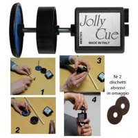 Jolly Cue, dispositivo studiato e brevettato in Italia per la spianatura di ghiere e cuoi, con ricambi in omaggio.