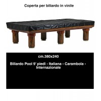 Biliardo Coperta impermeabile in vinile marrone orlata. Tavoli biliardo da italiana, internazionale, carambola cm. 380x240