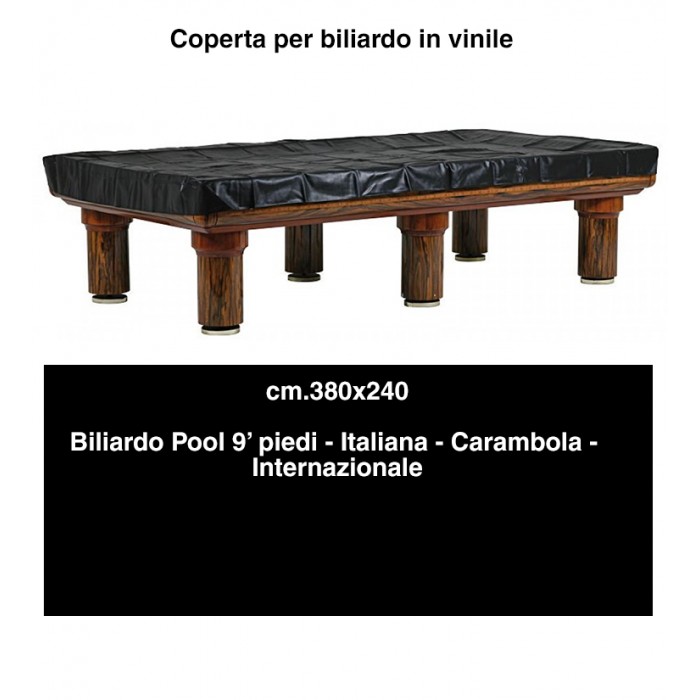 Biliardo Coperta impermeabile in vinile marrone orlata. Tavoli biliardo da italiana, internazionale, carambola cm. 380x240