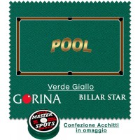 Gorina Billar Star panno per biliardo con buche disciplina Pool. Taglio mt. 2,0x1,8 copertura piano e sponde tavolo Pool 6, campo da gioco cm.180x90, ardesia cm.191x99, con omaggio.