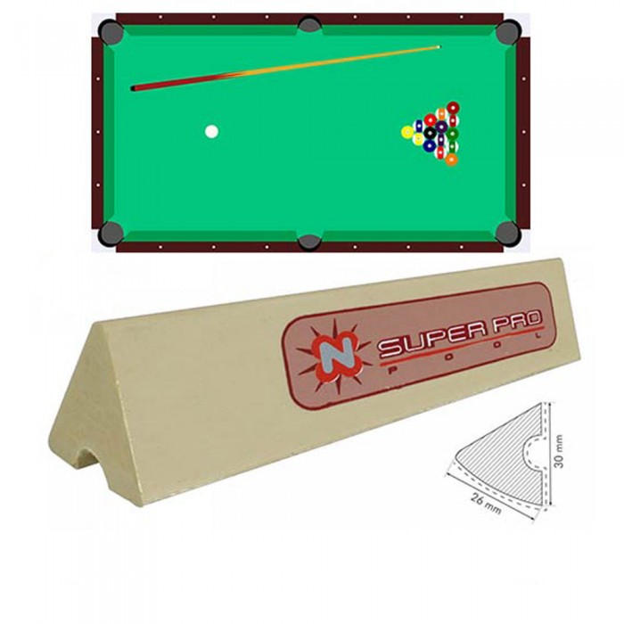  Sponde B/G Super Pro set di 6 liste cm.120 di gomma per sponde biliardo pool 9 piedi campo da gioco cm.254x127.