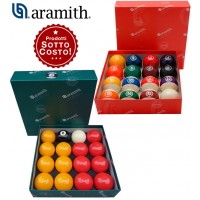 Aramith The Belgian Billiard Balls kit un set bilie Continental diametro mm.57,2, 15 bilie numerate e un set di bilie Premier Pool inglese  mm.57,2, 7 bilie gialle, 7 rosse, 1 numerata nera.