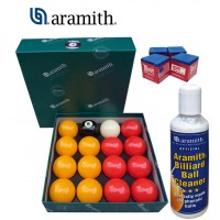 Aramith The Belgian Billiard Balls Premier Casinò bilie biliardo , mm.57,2, in resina fenolica, disciplina pool Inglese. 7 bilie rosse, 7 gialle, una nera numerata e una bianca battente, con Aramith ball cleaner e omaggio.