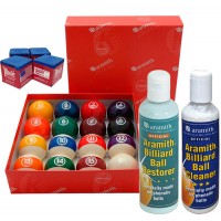 Aramith The Belgian Billiard Balls Continental bilie biliardo mm.57,2, in resina fenolica, biliardo pool 15 biglie numerate e una bianca battente , con Aramith Cleaner, Aramith Restore e omaggio