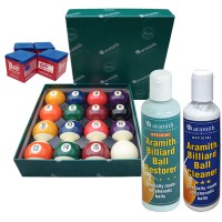 Aramith The Belgian Billiard Balls Continental bilie biliardo diametro mm.38, in resina fenolica, biliardo pool 15 biglie numerate e una bianca battente , con Aramith Cleaner, Aramith Restore e omaggio