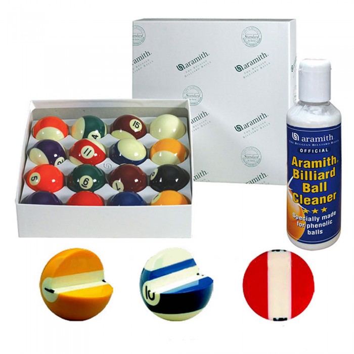 Biliardo pool bilie Aramith The Belgian Billiard Balls Standard diametro mm.57,2. Bilie in resina fenolica naturale, 15 bilie numerate e una bianca battente, abbinate con Aramith Cleaner per pulizia bilie. Bilie originali e autentiche!