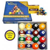 Ventura Laminated Pro set bilie biliardo pool  mm.57,2. 15 bilie numerate e una bianca battente, con omaggio.