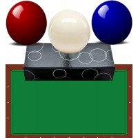 Bilie-biglie biliardo carambola (tavolo senza buche) diametro mm.61,5 tre bilie nei colori blu, bianco e rosso.