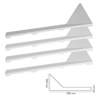 Calcio Balilla Angolari bassi, bianchi in plastica 4 pezzi (2dx, 2sx). Dimensioni altezza mm.20; lunghezza mm.585; larghezza, 260/50. Per calcio balilla delle linee Garlando.