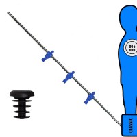 Calcio Balilla asta singola passante (uscente) universale Attaccanti, con tre ometti Blu. Asta diametro mm.16, lunghezza cm.107.