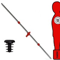 Calcio Balilla asta singola passante (uscente) universale portiere, con ometto rosso. Asta diametro mm.16, lunghezza cm.104,5.