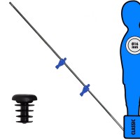 Calcio Balilla asta singola passante (uscente) universale terzini, con 2 ometti blu. Asta diametro mm.16, lunghezza cm.121.