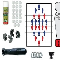 Calcio Balilla serie completa otto (8) aste passanti uscenti diametro mm.16, con lubrificante, molle, boccole, manopole EVO, tappi e palline in omaggio.