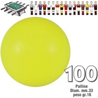 Calcio Balilla set di 100 palline standard HS colore giallo per calcetto diametro mm.33, peso gr.16.