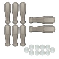 Calcio Balilla serie di otto (8) manopole grigie in polipropilene per aste diametro mm.16 abbinate con 10 palline calcetto bianche.