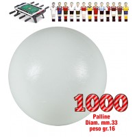 Calcio Balilla set di 1000 palline universali HS, prima scelta, colore bianco, diametro mm.33, peso gr.16. Rotondità e peso controllati.