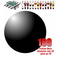 Calcio Balilla set di 100 palline HS colore nero per calcetto diametro mm.33, peso gr.16.