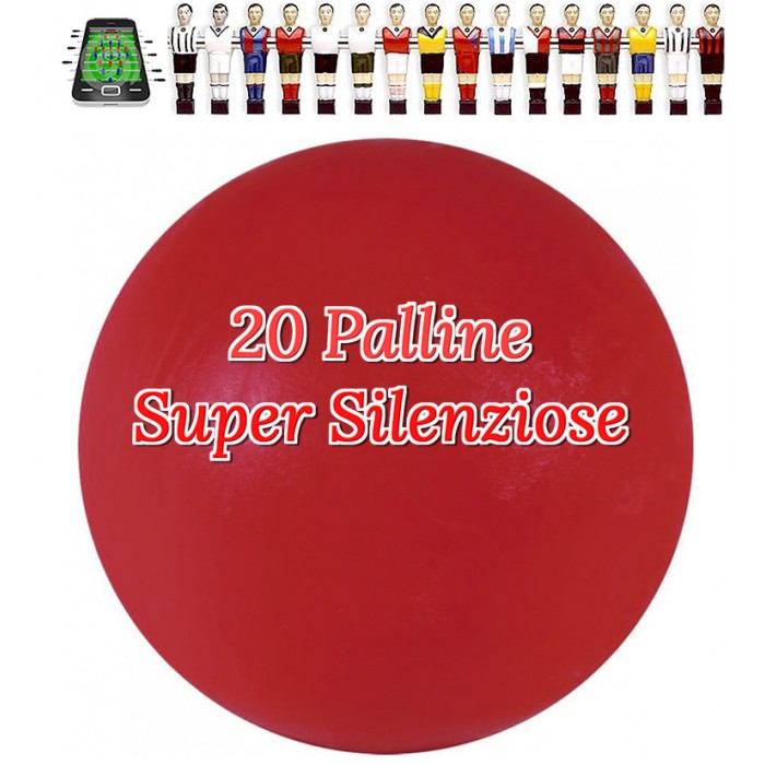 Calcio Balilla 20 Palline Super Silenziose rosse. Mescola specifica per attutire il rumore del colpo, confezione nostra cura. 