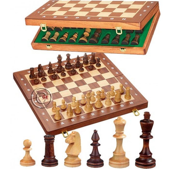 Set di scacchi in legno di pino con bordo pieghevole-Cotone Borsa da viaggio-Pezzi di qualità superiore 