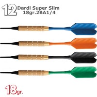 Dardi set di 12 Freccette Softdard Super Slim, punta in plastica, 1-4 BSF 2BA 18gr.