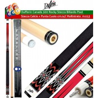 Stecca biliardo pool Dufferin Canada Rocky serie 334, calcio e punta in 100% acero canadese Hard Rock bianco, cm.147 cuoio multi strato m.13 giunto in acciaio ad innesto rapido. Offerta promozione con foderino in omaggio.