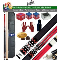 Stecca biliardo pool Dufferin Canada 300 Rocky series 334, calcio e punta 100% acero canadese Hard Rock, cm.147 cuoio multi strato m.13 giunto in acciaio ad innesto rapido. Offerta promozione con fodero porta stecca Prince accessori, ricambi, e omaggio