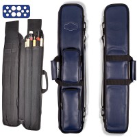 Custodia stecca biliardo Buffalo Premium Blu fodero porta stecca imbottito in pelle sintetica capacità 4 calci e 8 punte con guanto omaggio.