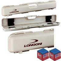 Stecca biliardo custodia Longoni Shuttle valigetta porta stecca, rigida, in polypropylene capacità un calcio e due punte. Misure esterne mm.850X140X80, colore grigio polvere