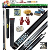 Stecca Pool 15 palle . Stargate Atria 1 Pro, stecca smontabile, lunghezza cm.147. Punta in acero, cuoio m.12,8, peso 540gr/19oz  con prolunga universale Longoni , accessori, ricambi e omaggio. Offerta Promozionale!