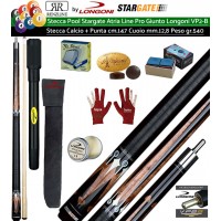 Stecca Pool 15 palle . Stargate Atria 4 Pro, stecca smontabile, lunghezza cm.147. Punta in acero, cuoio m.12,8, peso 540gr/19oz  con prolunga universale Longoni , accessori, ricambi e omaggio. Offerta Promozionale!