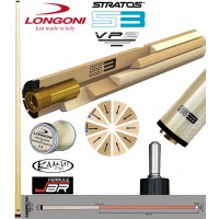 Longoni Stratos S3 VP2 punta per stecche biliardo pool. Punta in hardrock acero del Quebec e Carpino con tecnica “a spicchi”. Profilo American lunghezza 29’-mm.735, cuoio  mm.12,8, con omaggio.