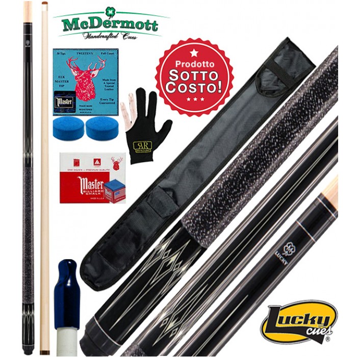 McDermott Lucky L23 stecca biliardo pool carambola 2pz. lunghezza cm.147 cuoio bovino  mm.13. Grip lino irlandese. Fodero,accessori, ricambi e omaggio. Prodotto sottocosto!
