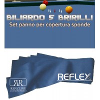 Biliardo 5 birilli panno Reflex Super Pro blu cm.305x45, per copertura sponde. Colore blu 80% lana, 20% polyamide gr.370 x mq. Il giusto complemento per qualunque panno biliardo 5 birilli.