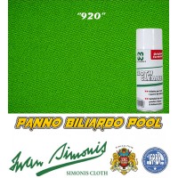 Panno biliardo Pool Iwan Simonis 920-195 yellow-green. Taglio cm. 280x195 copertura piano e sponde biliardo pool 9 piedi campo da gioco cm. 254x127, ardesia cm. 272x145, con omaggio.