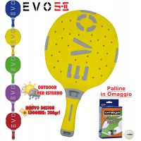 EVO S-II racchetta ping pong Giallo-Grigio per esterno in nylon sfera-vetro, rivestita in gomma, con omaggio.