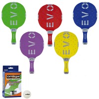 EVO S-II coppia racchette da ping pong  per esterno in nylon sfera-vetro, rivestita in gomma,  colori a scelta. Omaggio 12 palline.