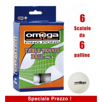 Omega Star 1 palline da ping pong offerta 6 scatole da 6 palline.