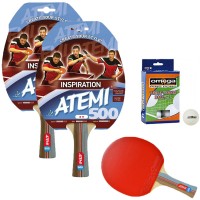 Atemi 500 linea Traning 2 racchette da ping pong (tennis da tavolo) dorso rosso-nero, modello approvato dalla Federazione Internazionale del Ping Pong.