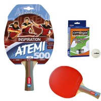 Atemi 500 linea Traning racchetta da ping pong (tennis da tavolo) dorso rosso-nero, modello approvato dalla Federazione Internazionale del Ping Pong.