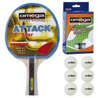 Omega Ping Pong racchetta Attack compensato-gomma con omaggio