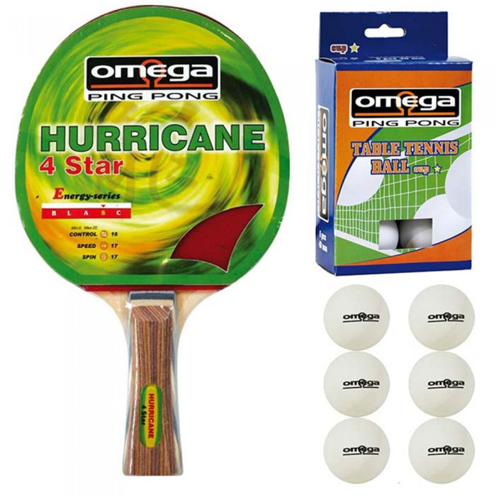 Omega Ping Pong racchetta Hurricane compensato-gomma con omaggio