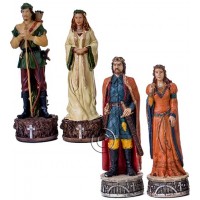 Scacchi artistici tematici Italfama Firenze, in resina, dipinti a mano, figure del mondo di Robin Hood. Re ht. cm.8. base diametro cm.2,5. Originale Idea regalo!