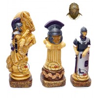 Italfama set scacchi artistici tematici in resina, dipinti a mano, figure della guerra Spartaco e i Gladiatori vs Roma. Re ht. cm.13. base diametro cm.3,5. Originale Idea regalo!