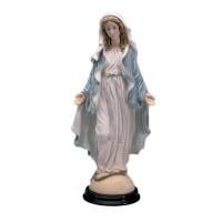 Statua arte sacra Madonna Immacolata in stile Barocco. Riproduzione di E.Furiesi in polvere di marmo, dipinta a mano altezza cm.25. Raffinata idea regalo.