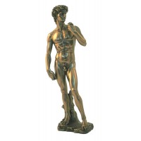 Statua del David di Michelangelo Buonarroti in resina bronzata rifinita a mano cm.32. Elegante prodotto firmato Italfama Firenze.