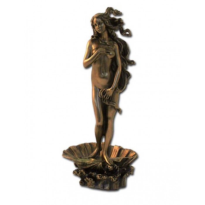 Statua della Venere nascente di Botticelli, in resina bronzata rifinita a mano cm.29. Italfama Firenze.