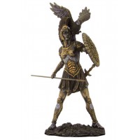 Statua di Athena, dea greca della guerra, in resina bronzata rifinita a mano cm.31. Elegante prodotto firmato Italfama Firenze.