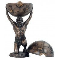 Italfama Firenze statua di Atlas,  Atlante Titano che regge il mondo, in resina bronzata rifinita a mano cm.32. SR 74773