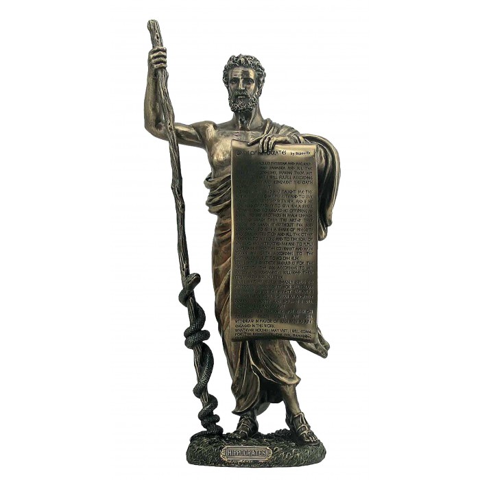 Statua in resina bronzata raffigurante Ippocrate. Statua  interamente rifinita a mano in ogni dettaglio e bronzata, altezza cm. Ht. 64cm. Elegante idea regalo della Italfama di Firenze-Italia. SR76713